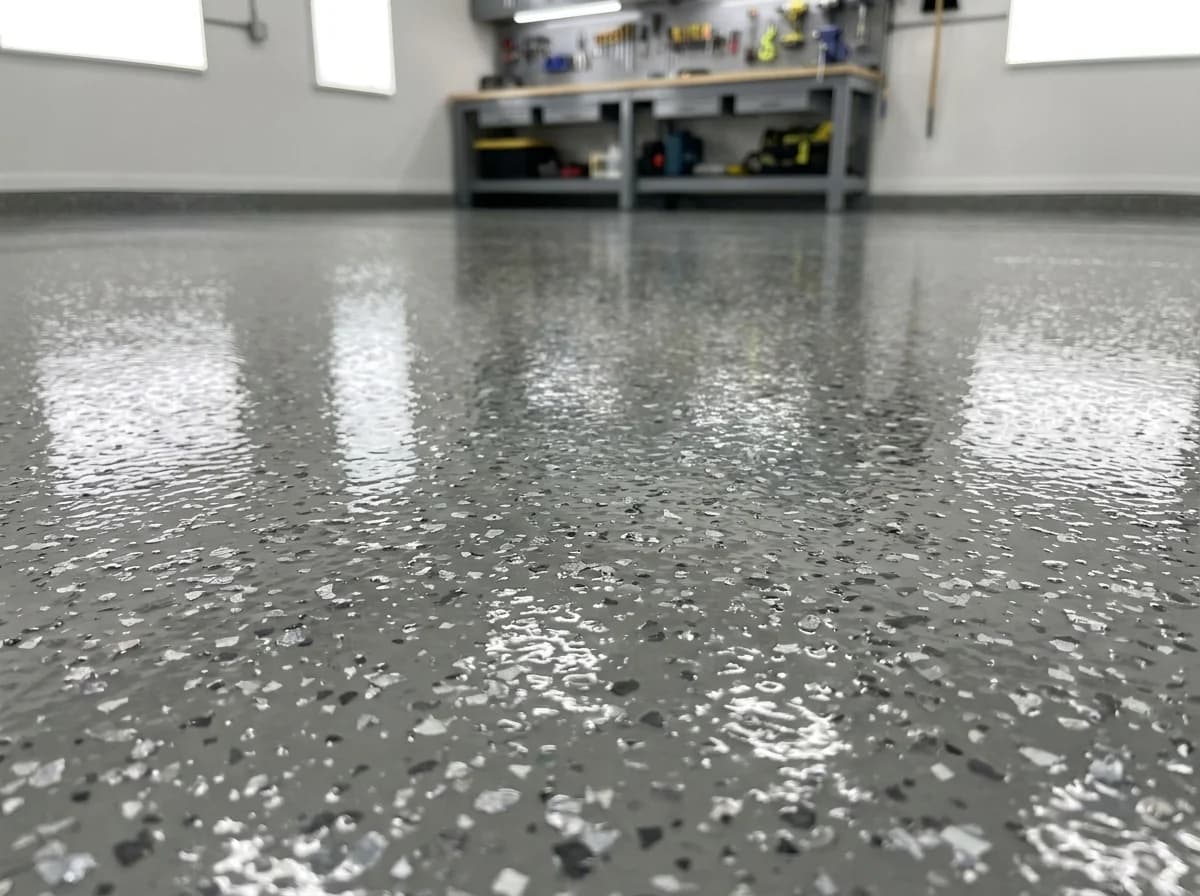 Epoxy coated concrete floor