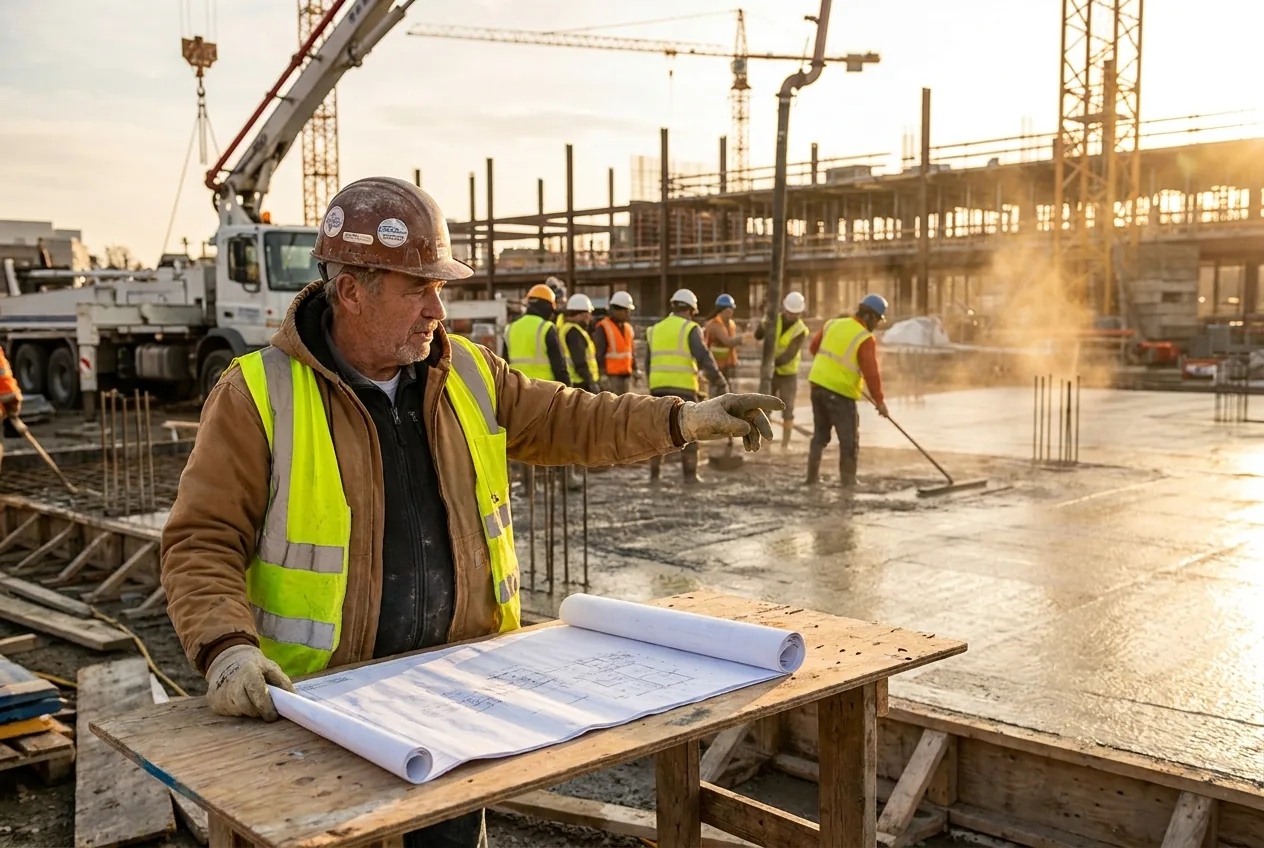 Commercial concrete superintendent on job site