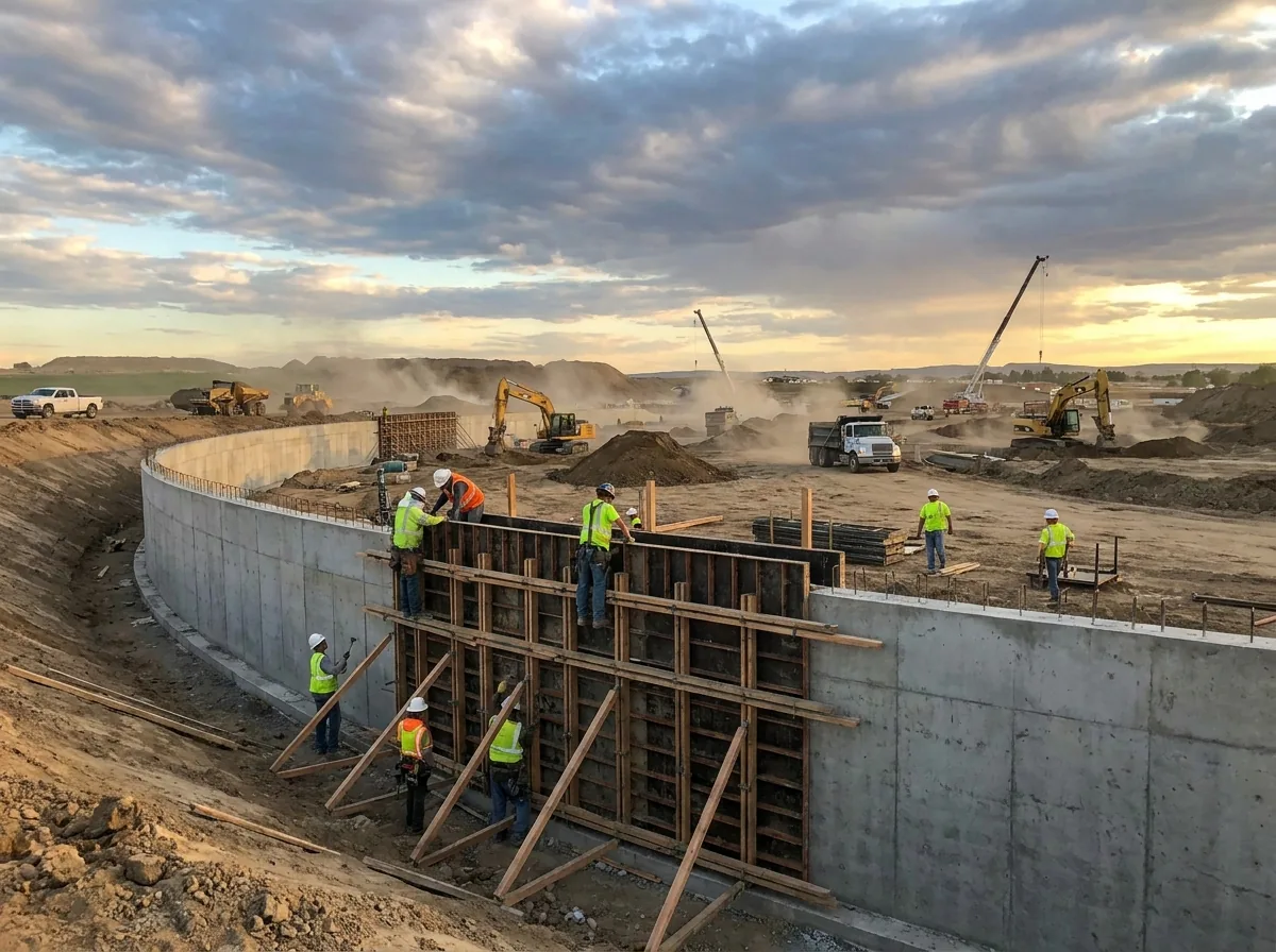 Cast-in-place concrete retaining wall in West Alabama