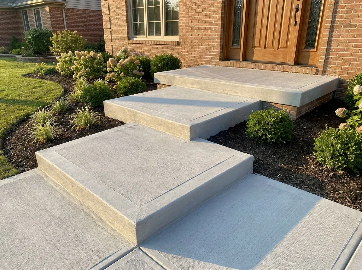 Poured concrete steps and stoop at a residential home